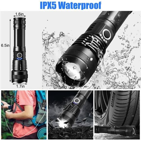 LED Flashlight, 90000 Lumens Super Bright Tactical Flashlight, - Picture 3 of 5